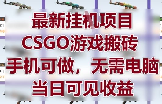 最新挂G项目，CSGO游戏搬砖，手机可做，无需电脑，当日见收益【揭秘】-彼飞网创