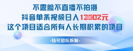 不露脸不直播不拍摄抖音单条视频日入1k+这个项目适合所有人长期积累的项目-彼飞网创