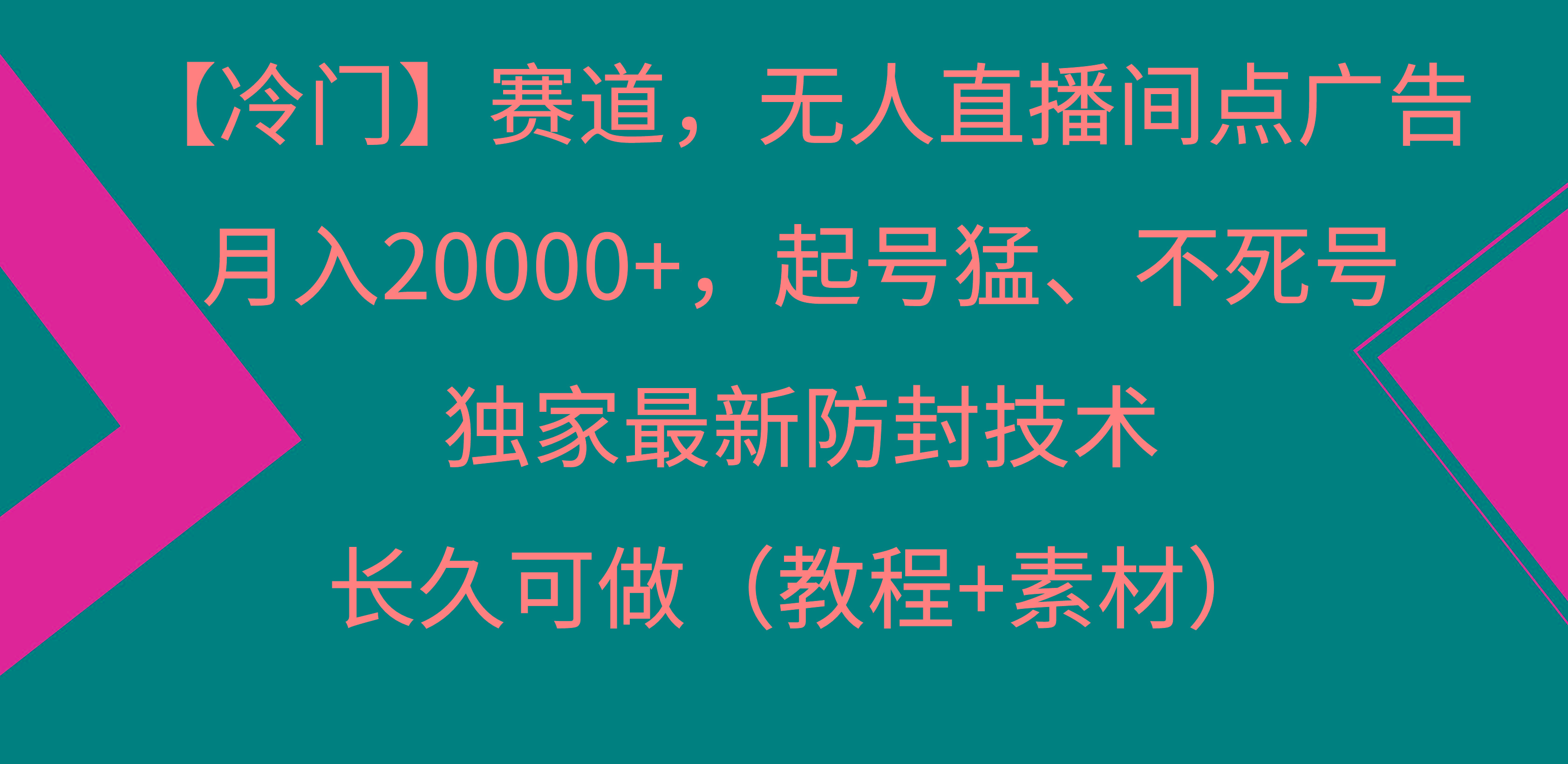 【冷门】赛道，无人直播间点广告，月入20000+，起号猛、不死号，独家最…-彼飞网创