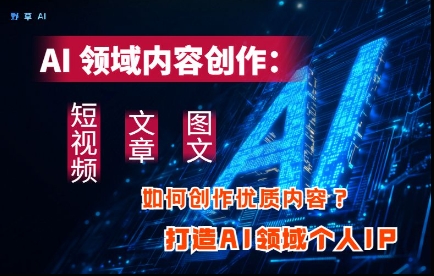 AI领域内容创作：高效创作短视频、文章、图文三大板块内容，打造AI领域个人IP-彼飞网创