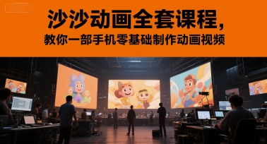 沙沙动画全套课程，教你一部手机零基础制作动画视频-彼飞网创