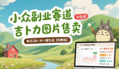 小众副业赛道 吉卜力图片售卖 单日2张+ AI一键生成【附教程】-彼飞网创